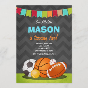 All Stars anniversaire Boy Invitation anniversaire