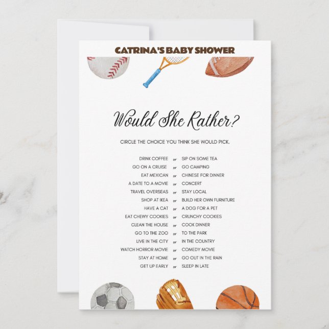 All Stars Sports Baby Shower - Editable Name, 5x7 Invitation (Front)