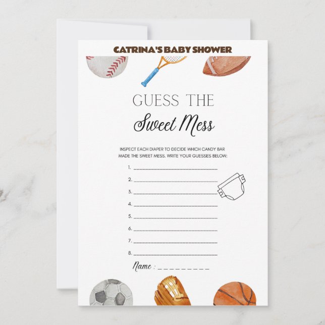 All Stars Sports Baby Shower - Editable Name, 5x7 Invitation (Front)