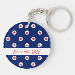ALL STARS Sports Team YEAR Red White Blue  Keychain