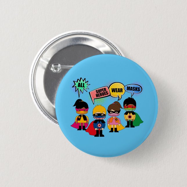 All superheroes awareness 2 inch round button (Front & Back)