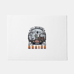 All Teacher Love Brains Halloween Zombie Hand Haun Doormat