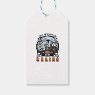 All Teacher Love Brains Halloween Zombie Hand Haun Gift Tags