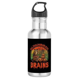 All Teachers Love Brains Halloween Pumpkins Owl Bo 532 Ml Water Bottle