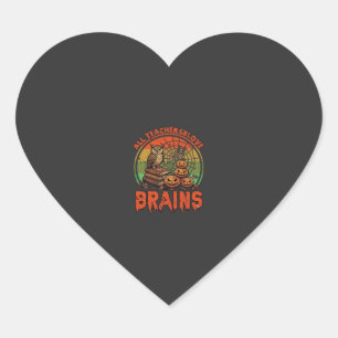 All Teachers Love Brains Halloween Pumpkins Owl Bo Heart Sticker