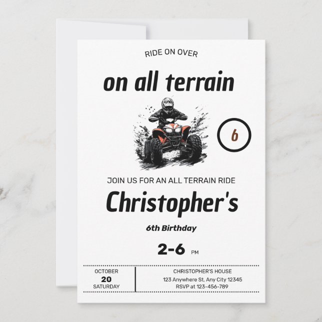 All Terrain Ride Birthday Invitation (Front)