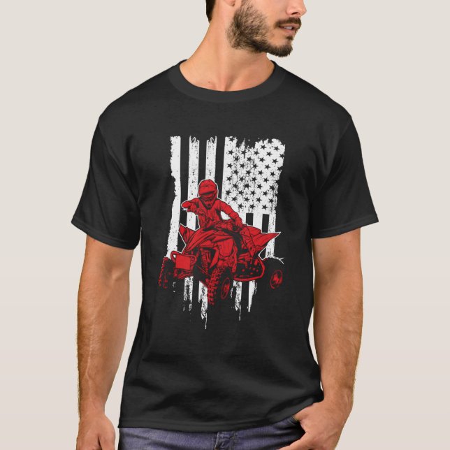 All-Terrain Vehicles Four Wheeler Atv American Fla T-Shirt (Front)