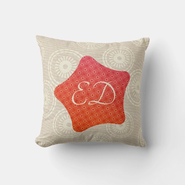 All Textured Look Add Initials Bright Star Throw Pillow (Front)