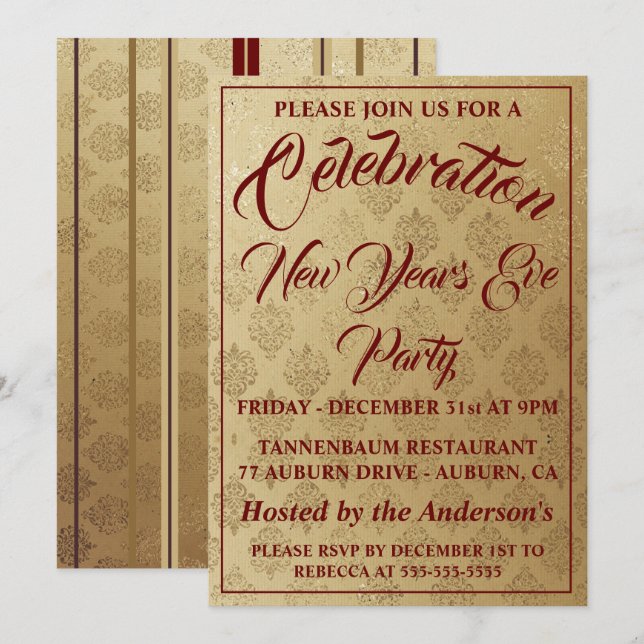 All That Glitter's New Year Invitation (Front/Back)