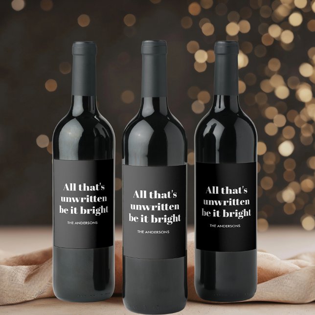 "All That's Unwritten Be It Bright Black and White Wine Label (Creator Uploaded)