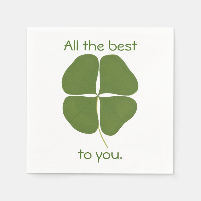 All the best, Shamrock Four Leaf Clover Napkins (Front)