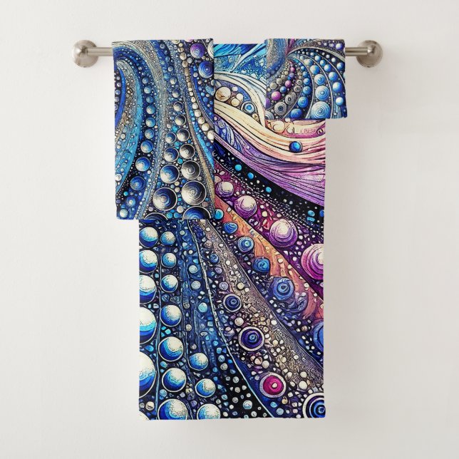 All The Blue And Purple Dots Bath Towel Set (Insitu)