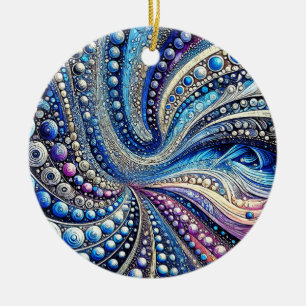 All The Blue And Purple Dots Ceramic Ornament