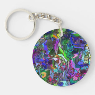 All the Colors with Swirls and Lines Keychain