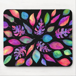 All the Colours of Nature - Bright Leaves on Black Mouse Pad