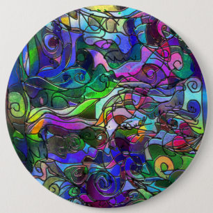 All the Colours with Swirls and Lines 6 Inch Round Button