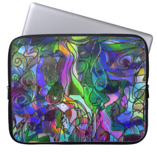All the Colours with Swirls and Lines Laptop Sleeve