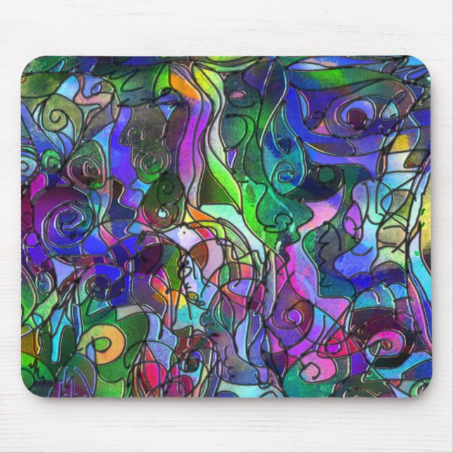 All the Colours with Swirls and Lines Mouse Pad (Front)