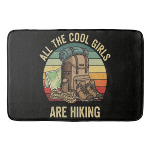 All The Cool Girls Are Hiking Retro Bath Mat