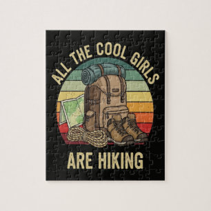 All The Cool Girls Are Hiking Retro Jigsaw Puzzle