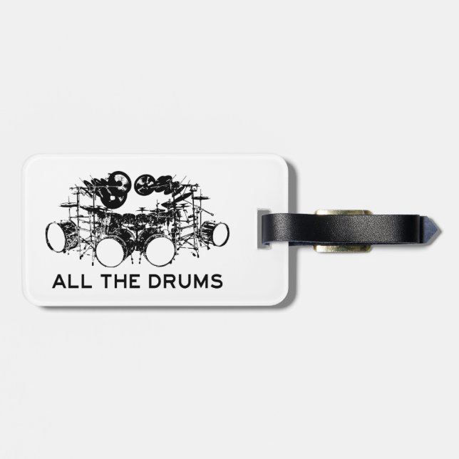 All The Drums Drummer Luggage Tag (Back Horizontal)