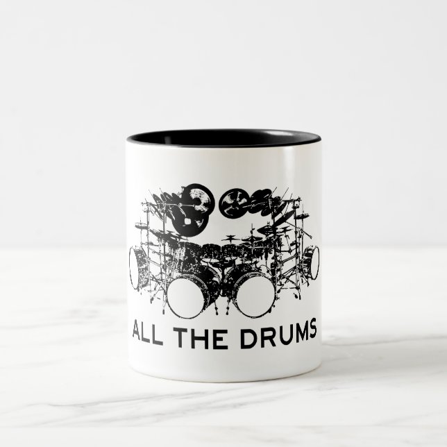 All The Drums Drummer Two-Tone Coffee Mug (Center)