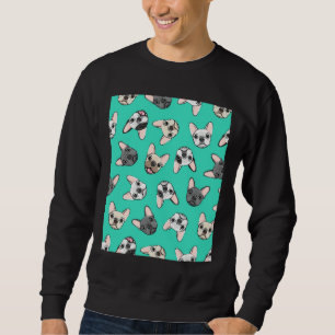 All The Frenchies Teal Cute French Bulldogs Graphi Sweatshirt