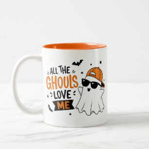 All the Ghouls Love Me – Funny Halloween Ghost Two-Tone Coffee Mug