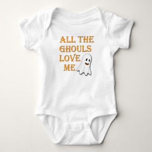 All The Ghouls Love Me Ghost Orange Baby Outfit Bodysuit