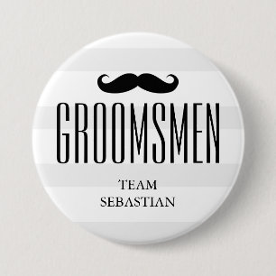 All The Groom's Men Custom Groomsman Moustache 3 Inch Round Button