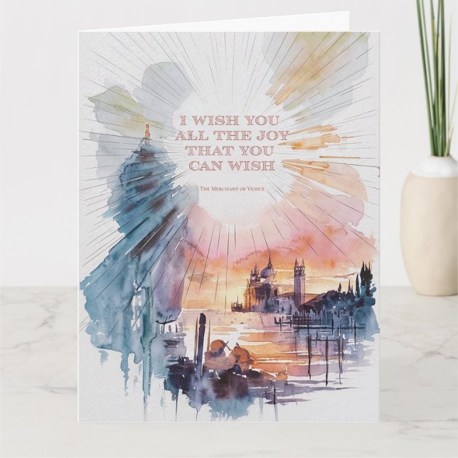"All the Joy You Can Wish" Watercolor Greeting Card (Front)