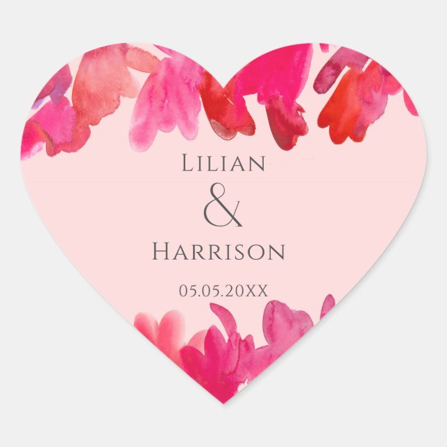 All the Love Watercolor Pink  Heart Sticker (Front)