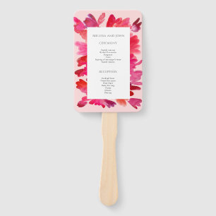 All the Love Watercolor Pink Red Hand Fan