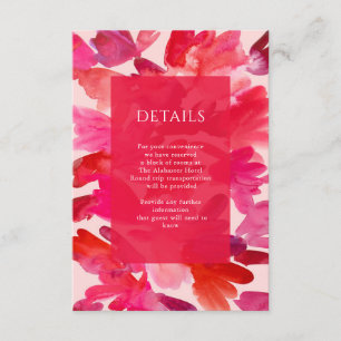 All the Love Watercolor Pink Red Wedding Details E Enclosure Card
