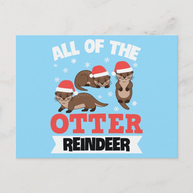 All The Otter Reindeer Holiday Postcard (Front)