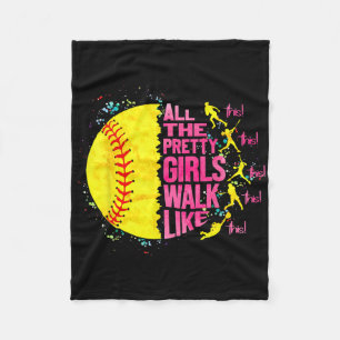 All The Pretty Girls Vintage Softll Game Day Sport Fleece Blanket