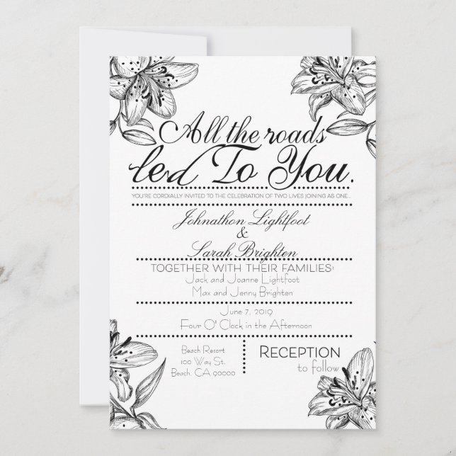 All the Roads Led to You Wedding Invite (Front)
