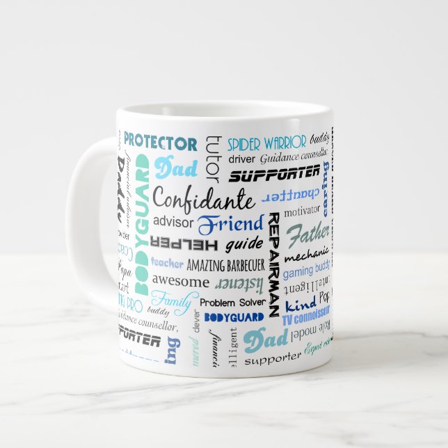 All the things a dad is to me typography large coffee mug (Front Left)