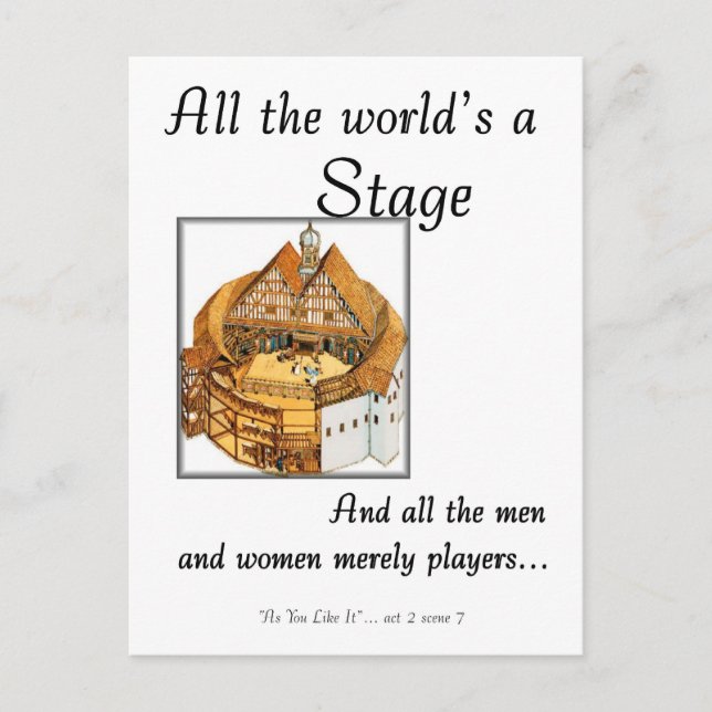 All the worlds a stage postcard (Front)