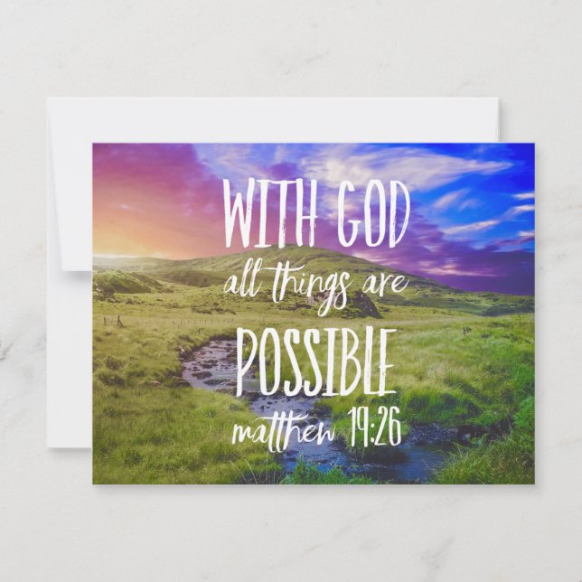 All Things Are Possible Bible Verse Scripture Card (Front)