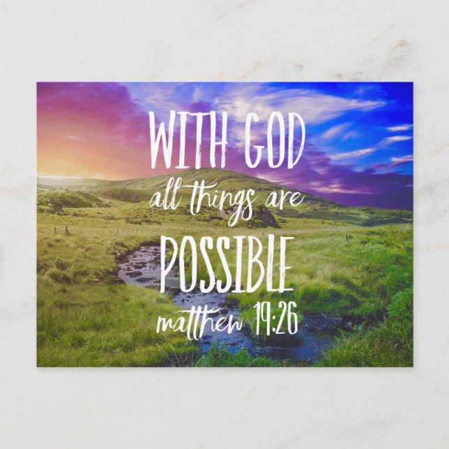 All Things Are Possible Bible Verse Scripture Postcard (Front)