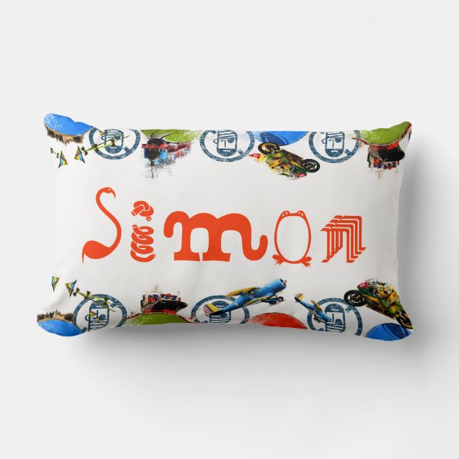 All Things Boy Personalized/Whimsical Lumbar Pillow (Front)