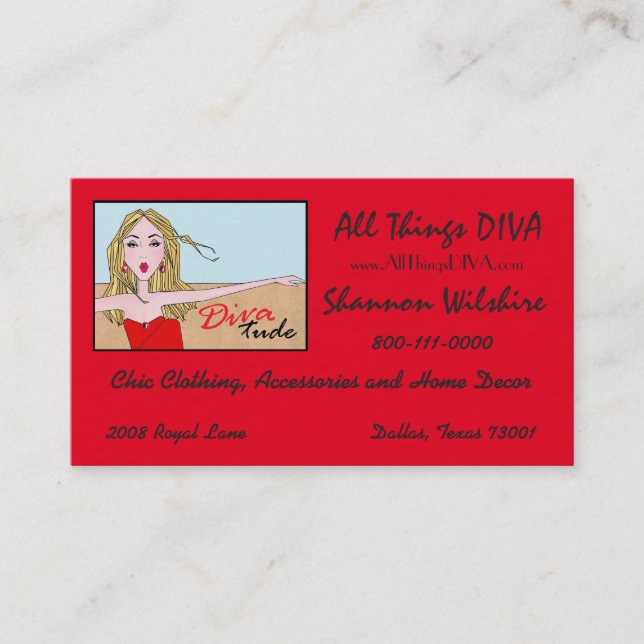 "All Things Diva" Diva Cartes de visite (Devant)
