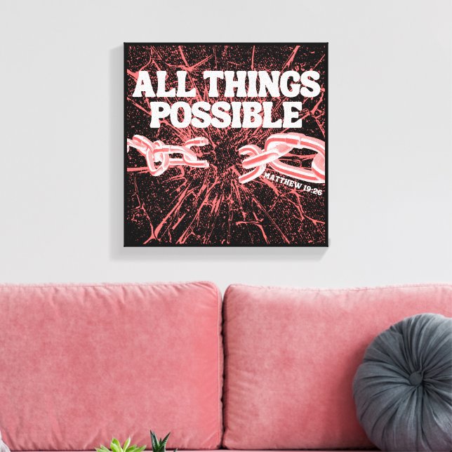 All Things Possible – Matthew 19:26 Canvas Print (Insitu(LivingRoom))