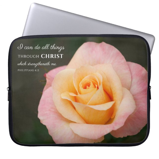 All Things Through Christ Philippians 4:13 Rose Laptop Sleeve (Front)