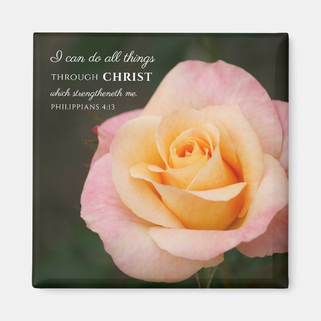 All Things Through Christ Philippians 4:13 Rose Magnet (Front)