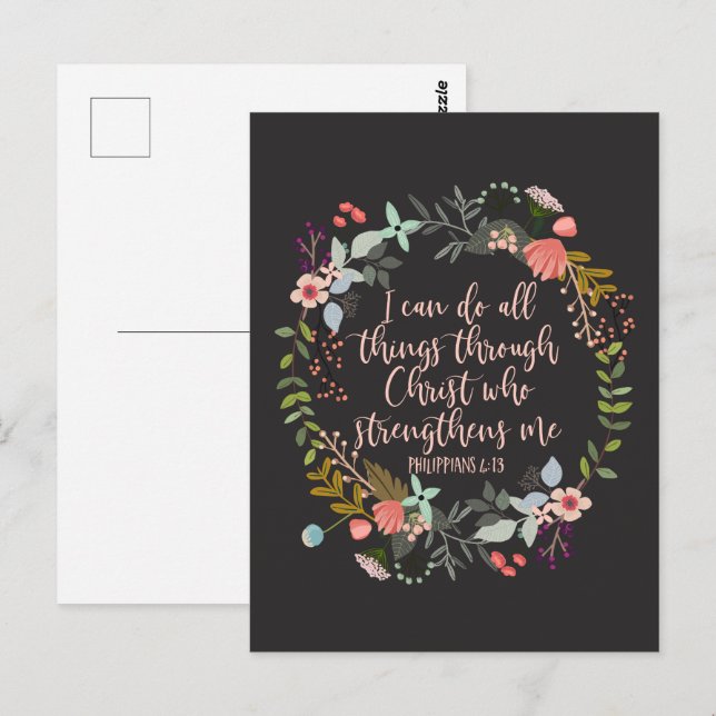 All things through Christ Philippians Bible Verse Postcard (Front/Back)