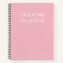 "All Things Through Christ" Pink Notebook