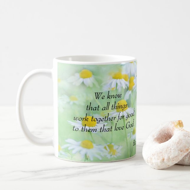 All Things Work Together for Good - Romans 8:28 Coffee Mug (With Donut)