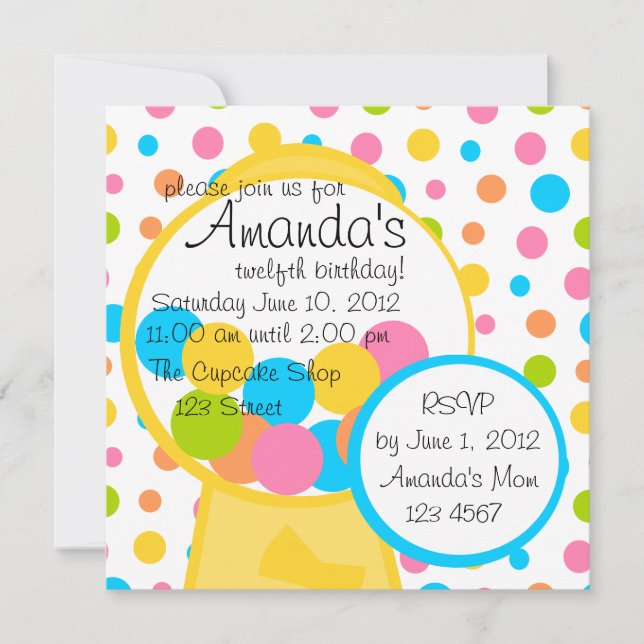 All Those Gumballs! Invitation (Front)